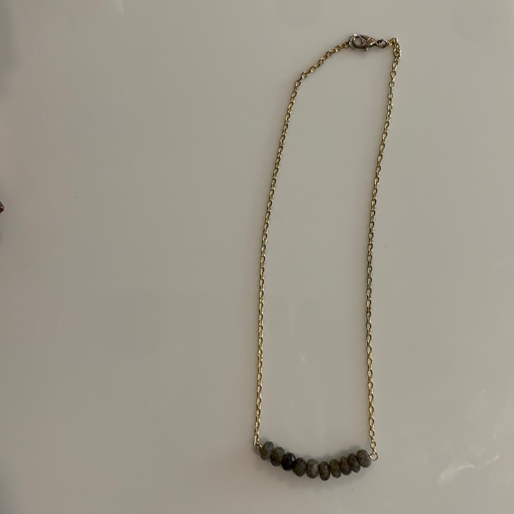 Gray Beaded Gold Necklace